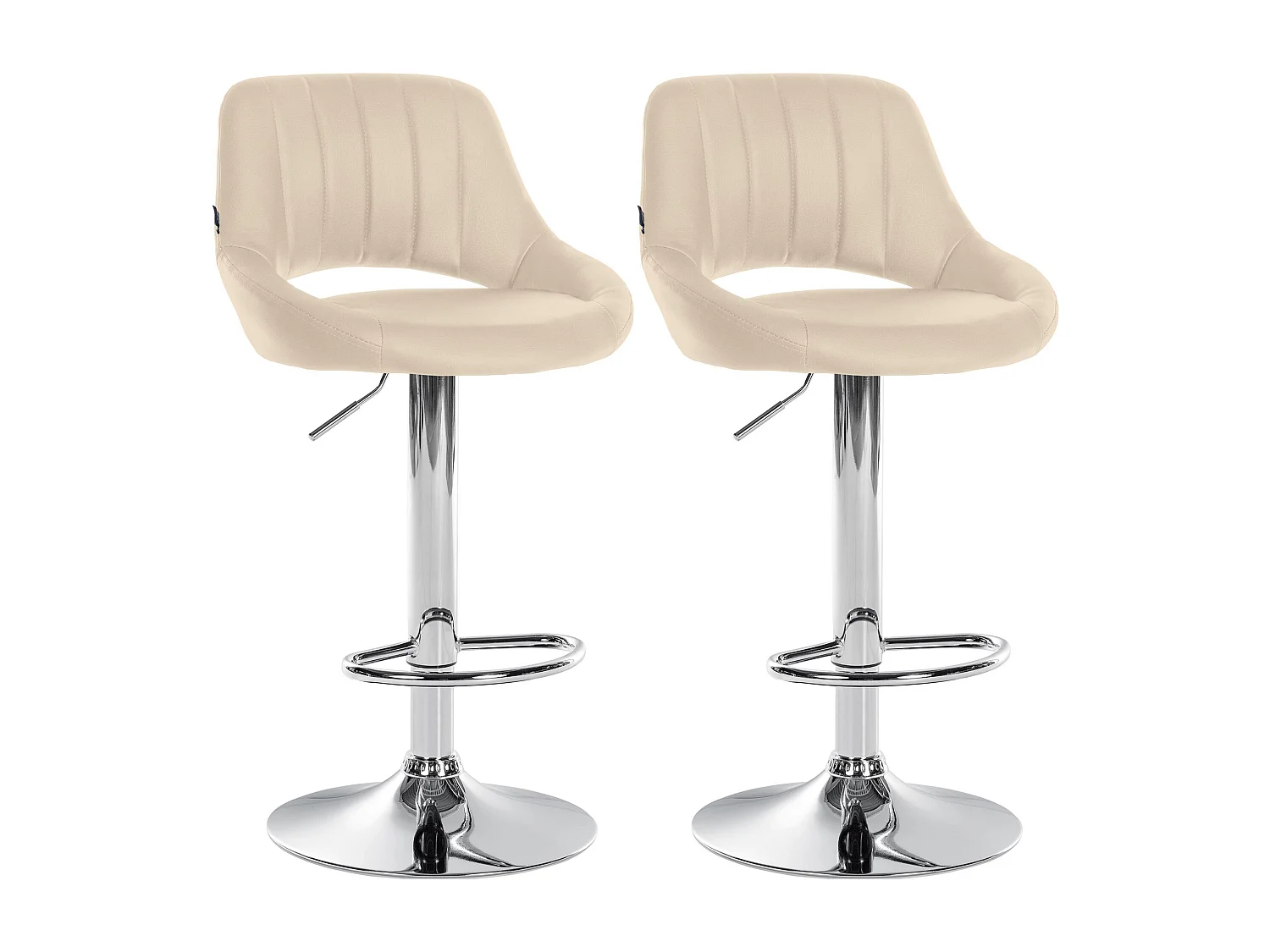Lot de 2  Tabouret de bar - Similicuir - Crème - Milet