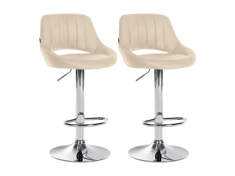 Lot de 2  Tabouret de bar - Similicuir - Crème - Milet