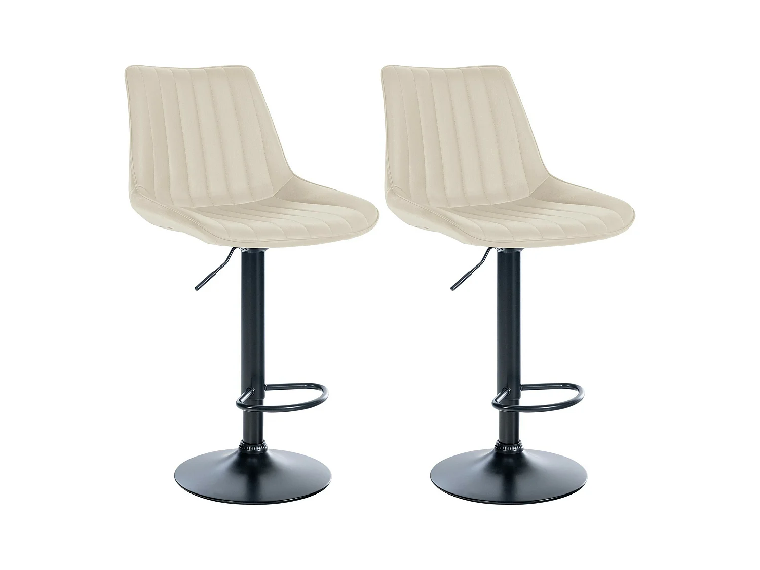Lot de 2  Tabouret de bar - Similicuir - Crème - Toni
