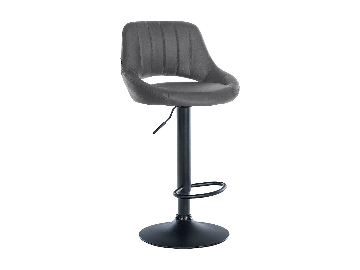 Tabouret de bar - Similicuir & Noir - Gris - Milet