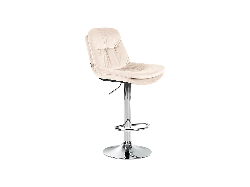 Tabouret de bar - Velours - Crème - Laurel