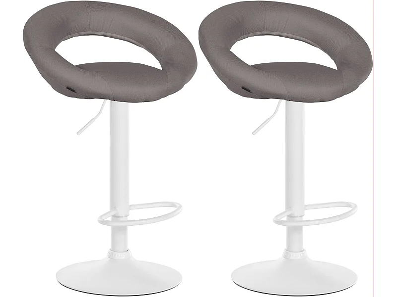 Lot de 2  Tabouret de bar - Tissu & Blanc - Gris - Olinda