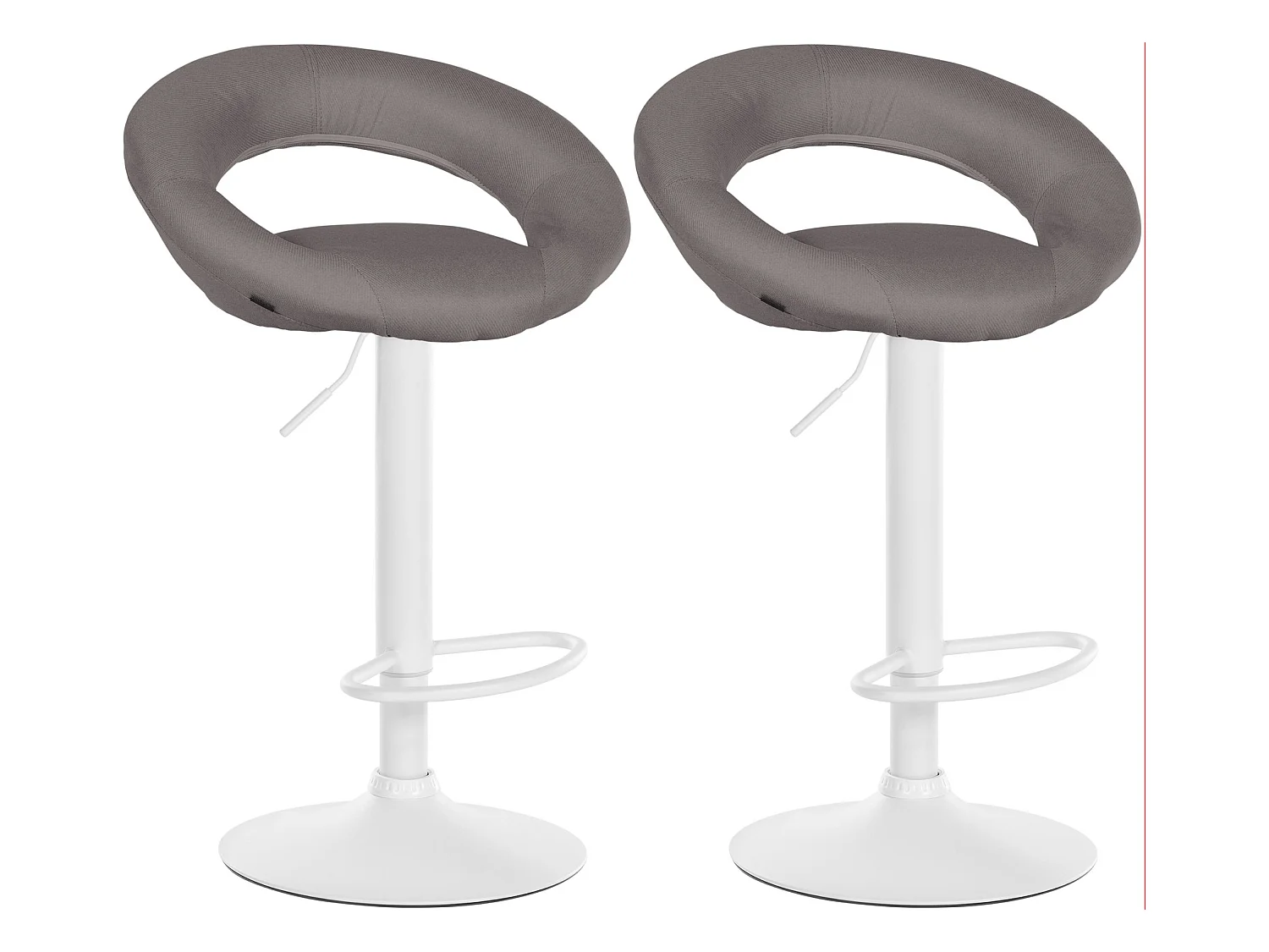 Lot de 2  Tabouret de bar - Tissu & Blanc - Gris - Olinda