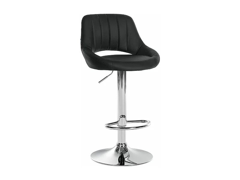 Tabouret de bar - Similicuir & Chrome - Noir - Milet