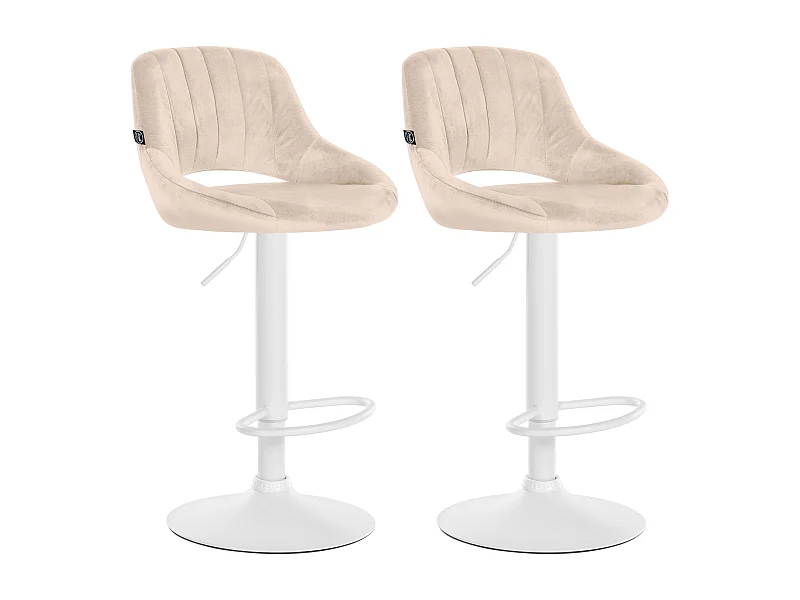 Lot de 2  Tabouret de bar - Velours - Crème - Milet