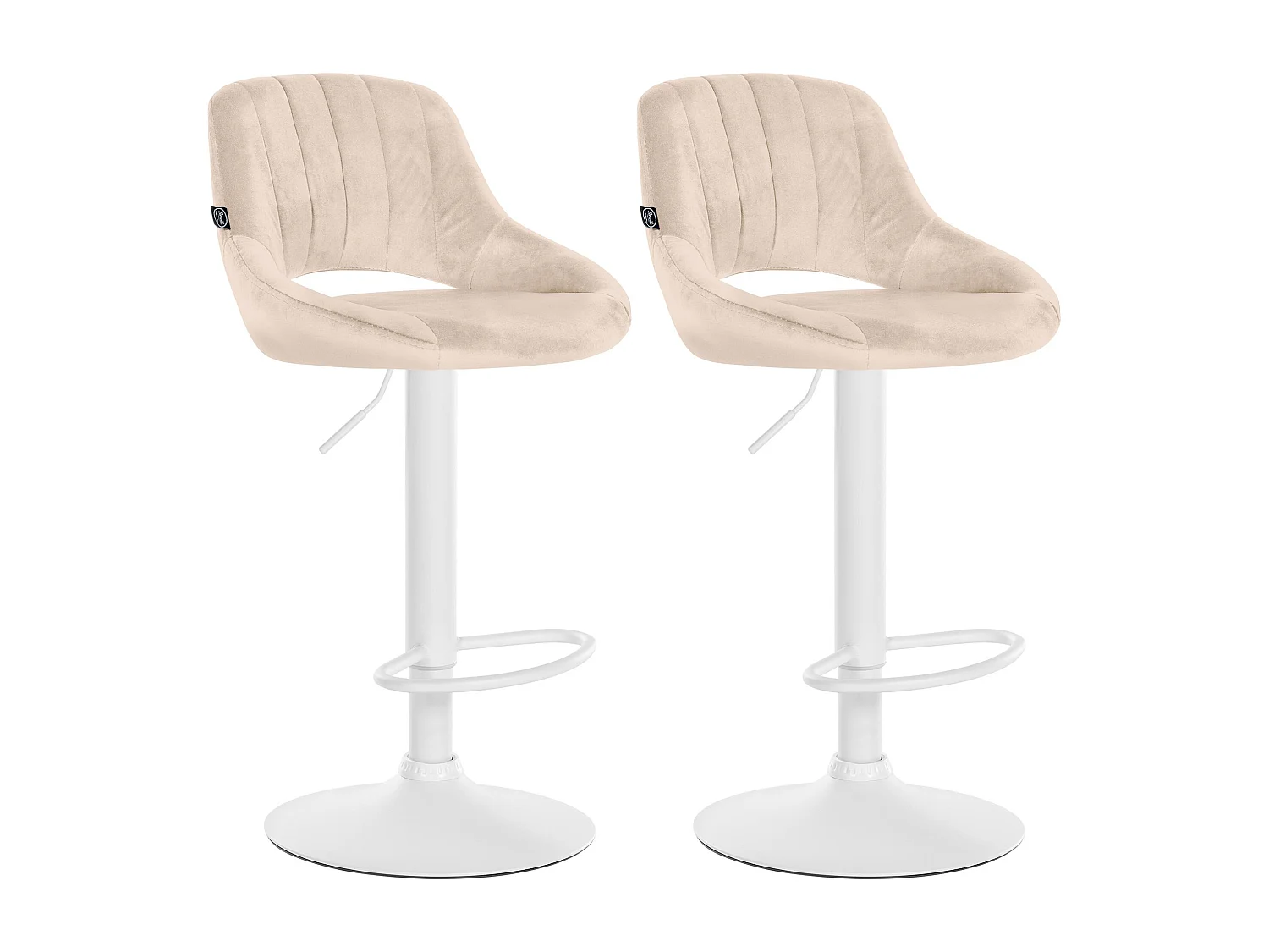 Lot de 2  Tabouret de bar - Velours - Crème - Milet