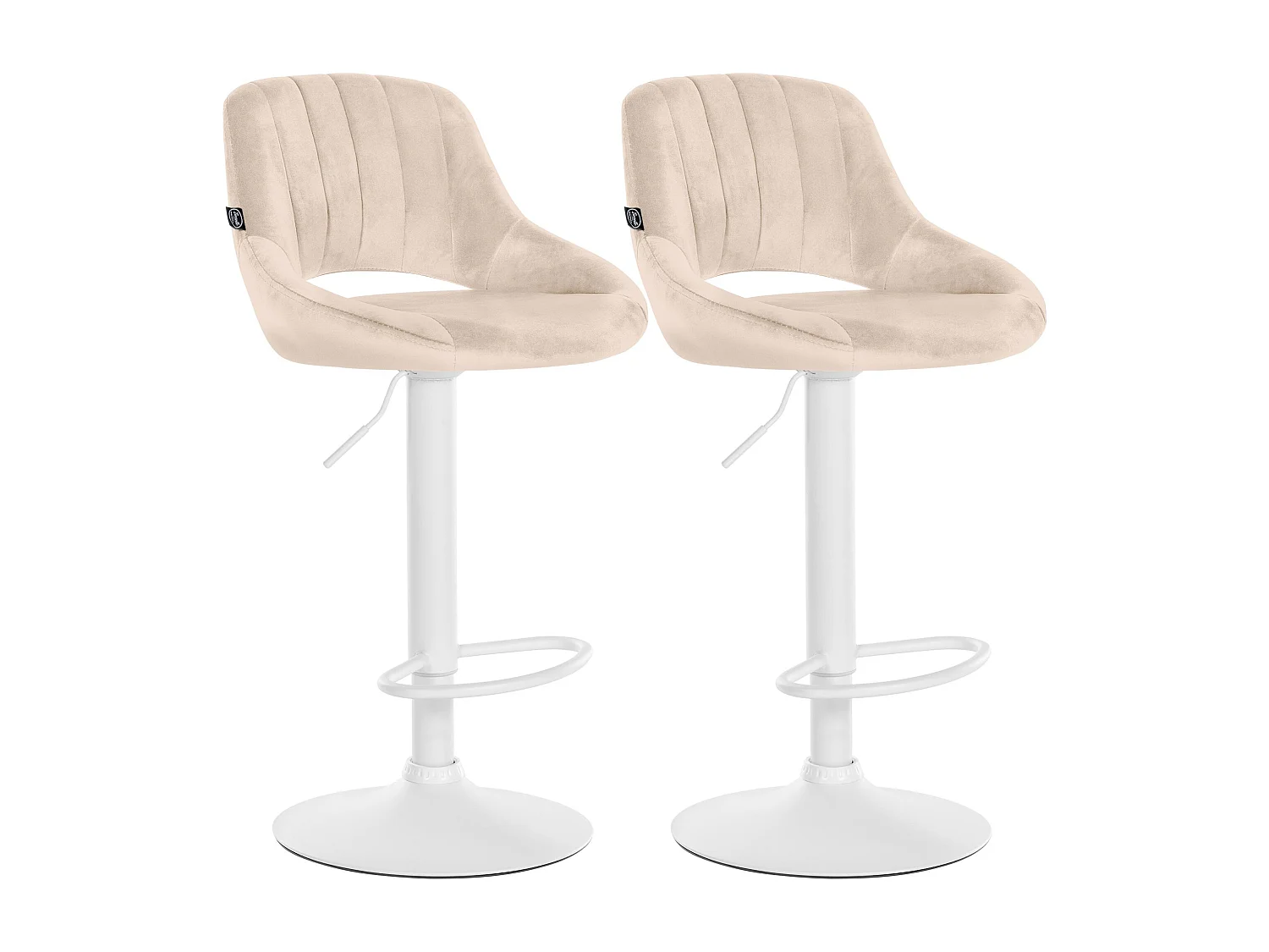 Lot de 2  Tabouret de bar - Velours - Crème - Milet