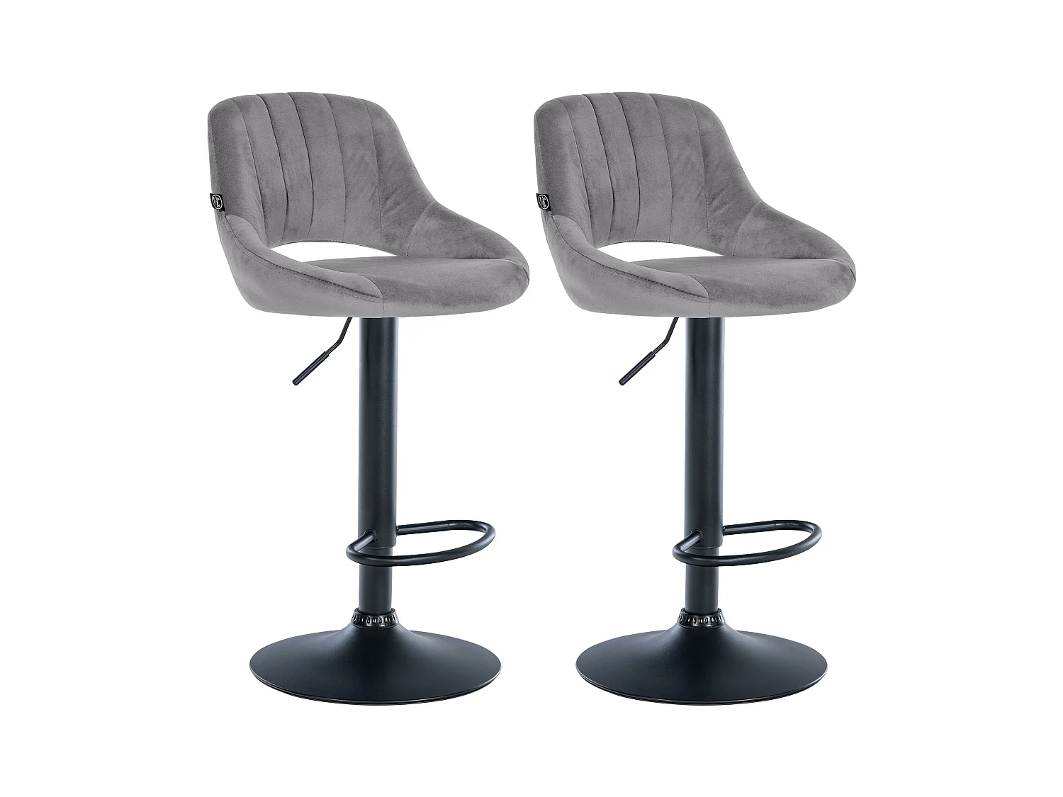Lot de 2  Tabouret de bar - Velours - Gris foncé - Milet