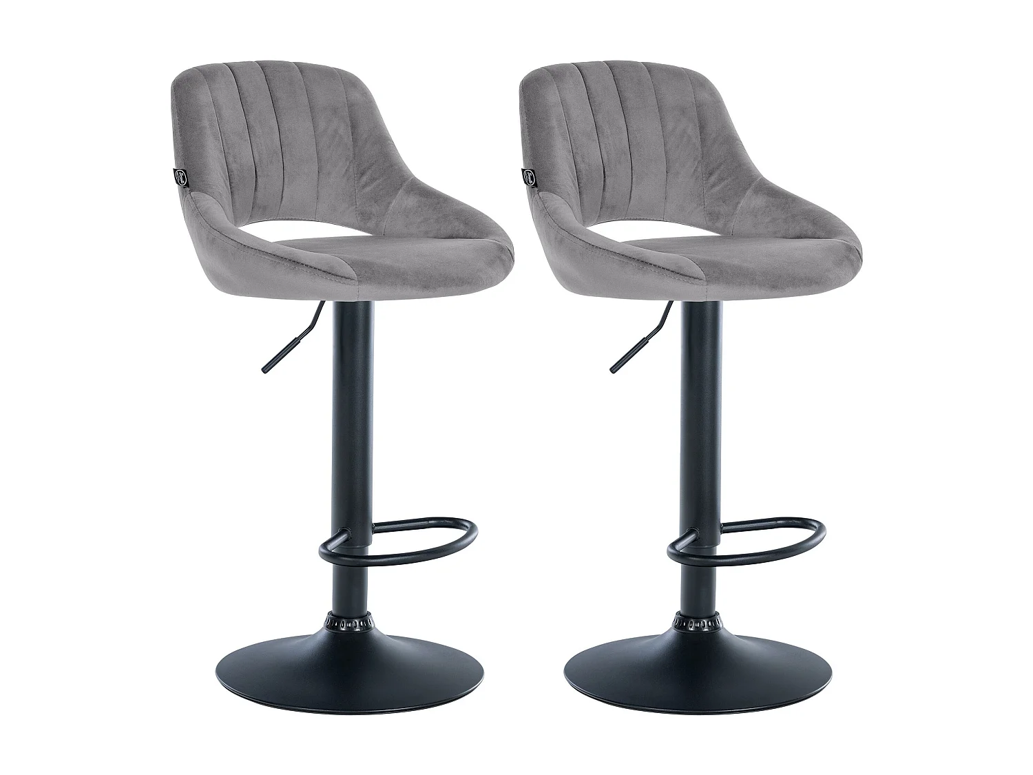 Lot de 2  Tabouret de bar - Velours - Gris foncé - Milet