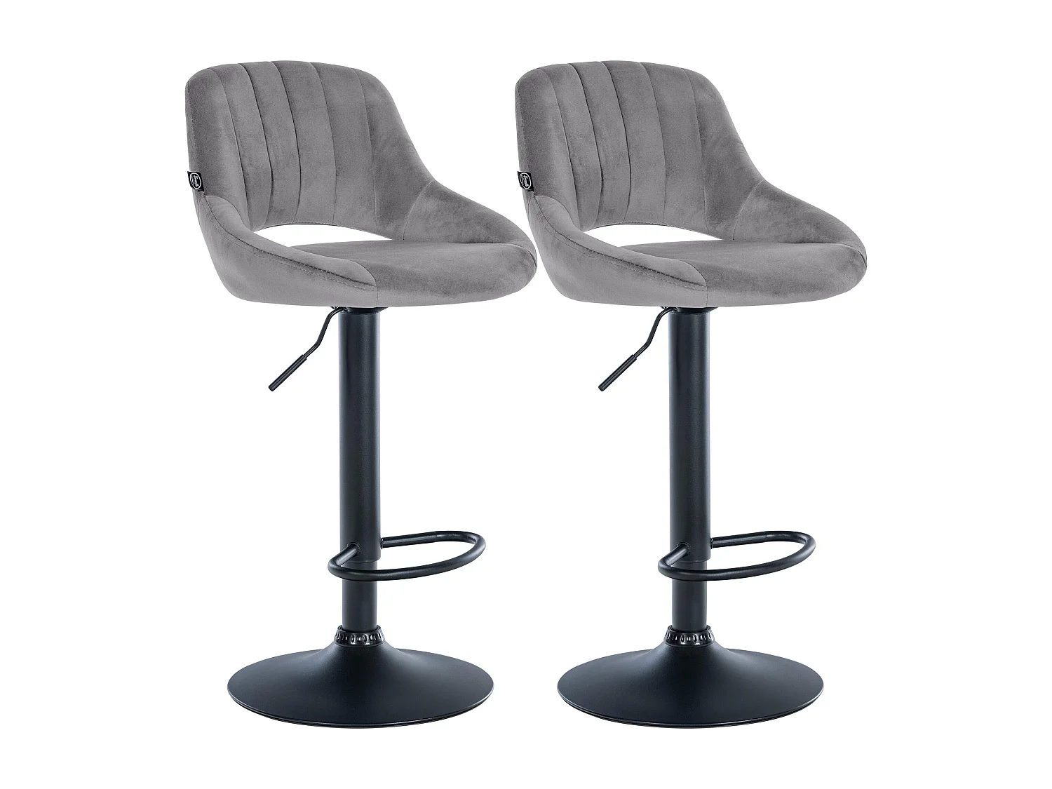 Lot de 2  Tabouret de bar - Velours - Gris foncé - Milet