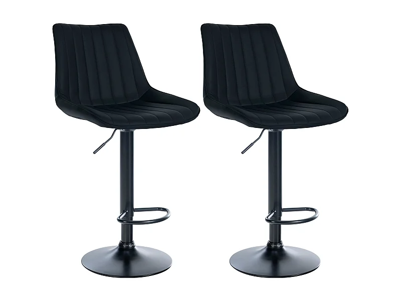 Lot de 2  Tabouret de bar - Similicuir - Noir - Toni