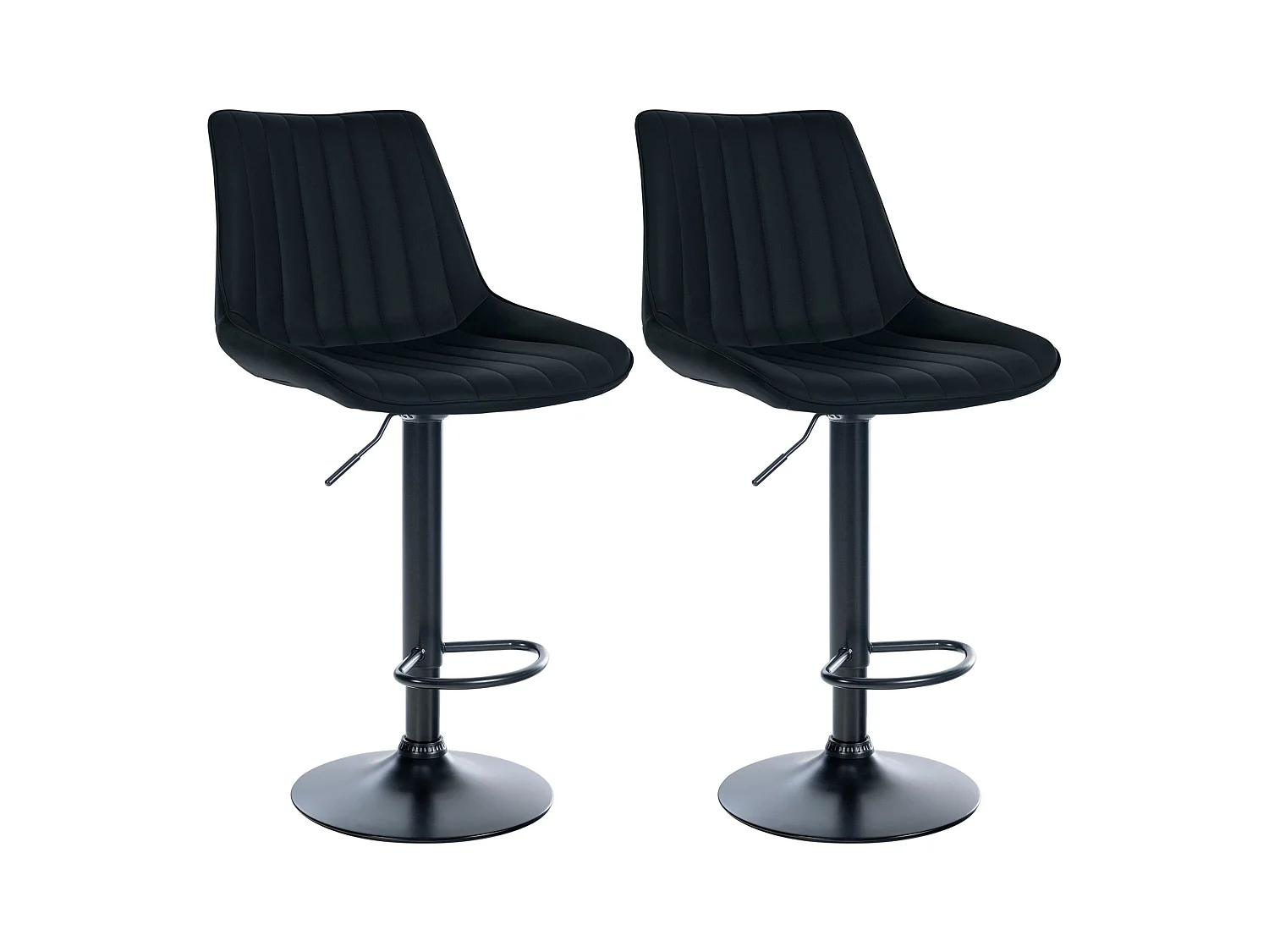 Lot de 2  Tabouret de bar - Similicuir - Noir - Toni