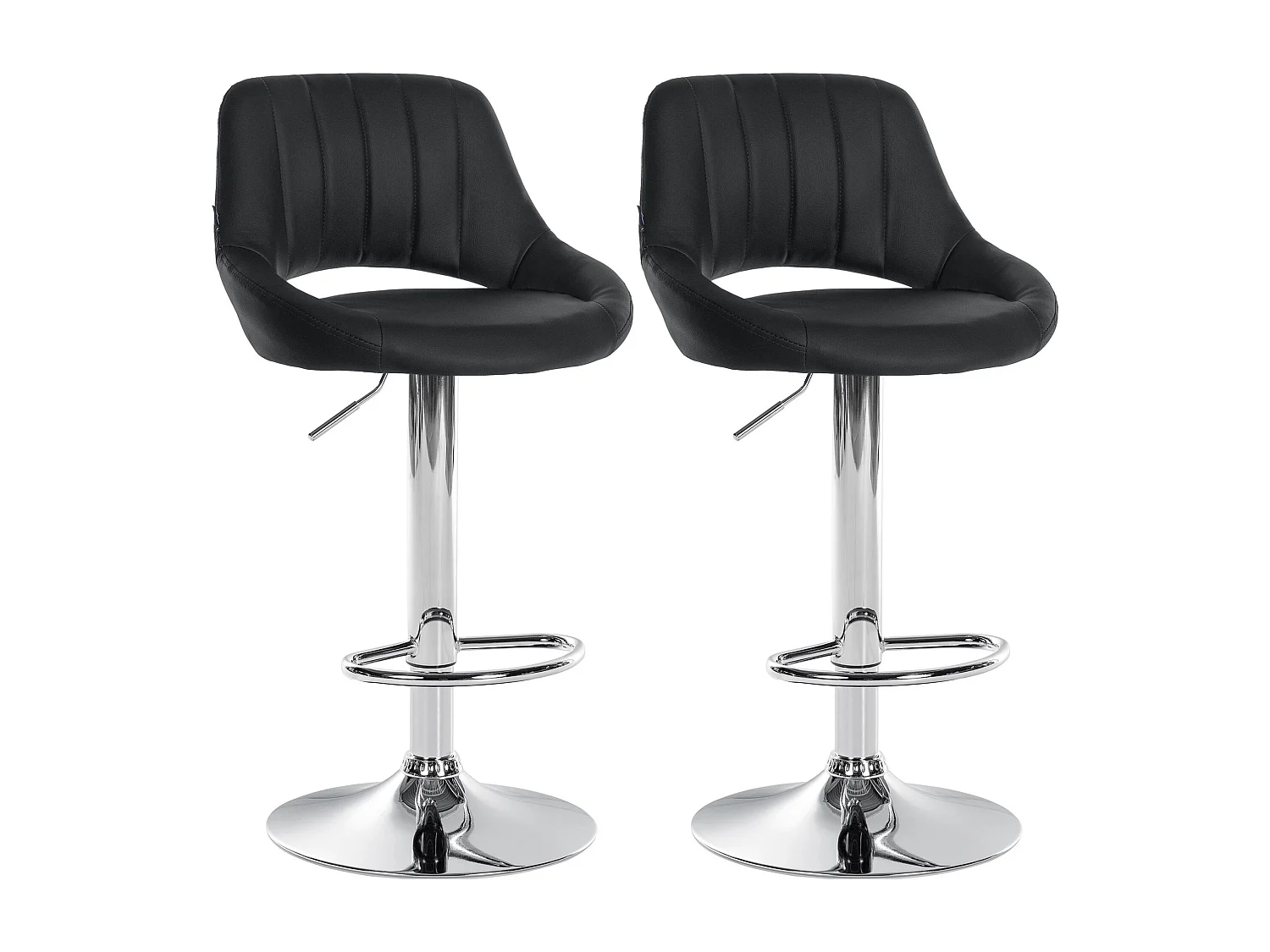 Lot de 2  Tabouret de bar - Similicuir - Noir - Milet