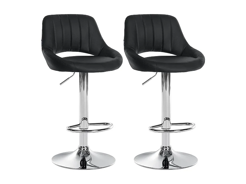 Lot de 2  Tabouret de bar - Similicuir - Noir - Milet