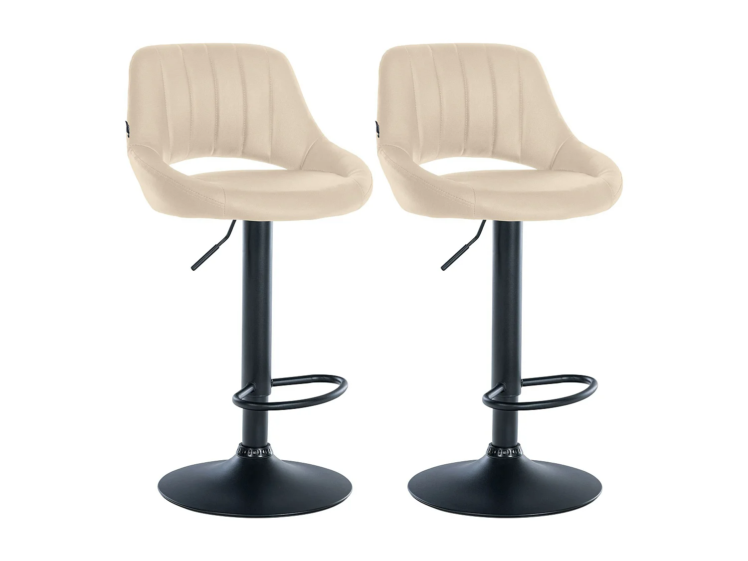 Lot de 2  Tabouret de bar - Similicuir - Crème - Milet