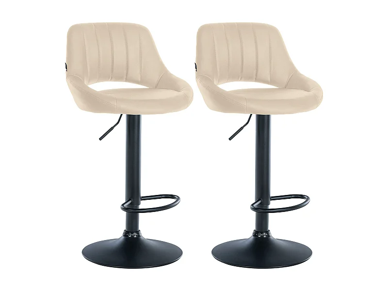 Lot de 2  Tabouret de bar - Similicuir - Crème - Milet