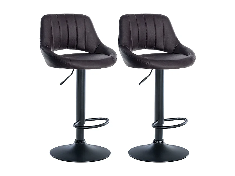 Lot de 2  Tabouret de bar - Similicuir - Marron - Milet
