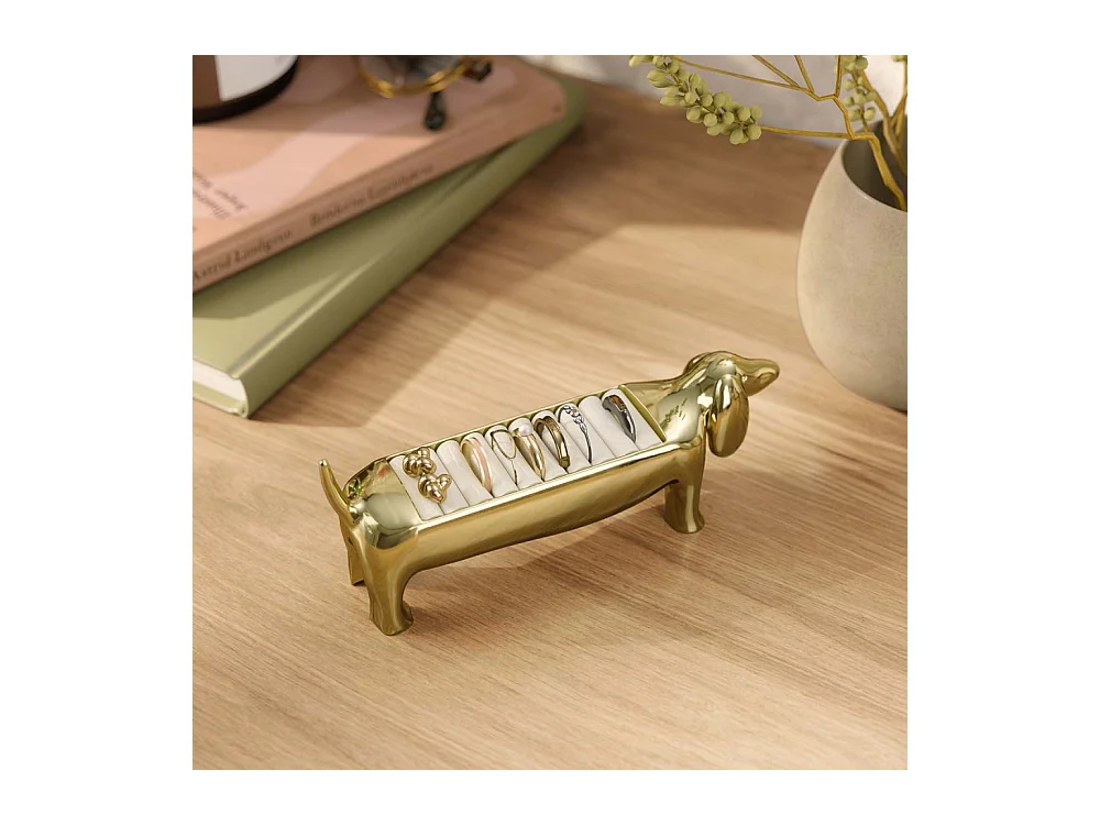 Porte-bagues en zinc en forme d'animaux Chien teckel