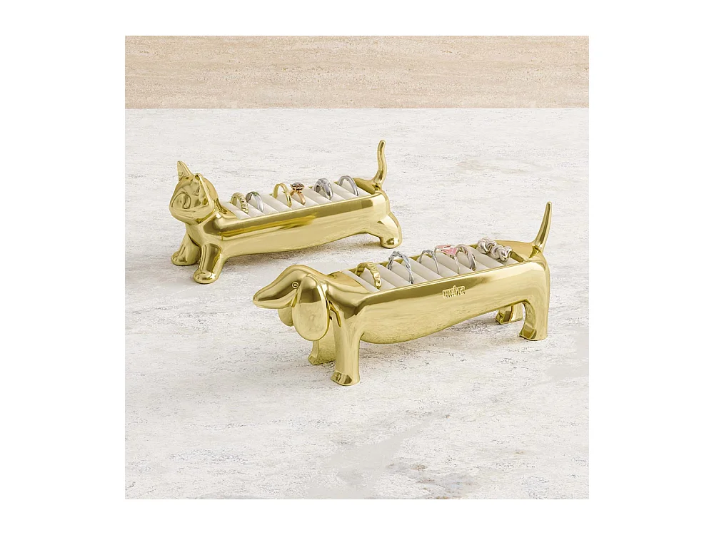 Porte-bagues en zinc en forme d'animaux Chien teckel