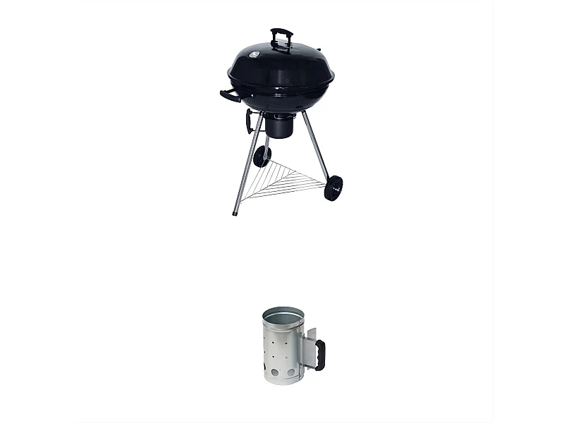 Barbecue a sfera a carbone, griglia e affumicatore 57cm con ruote e