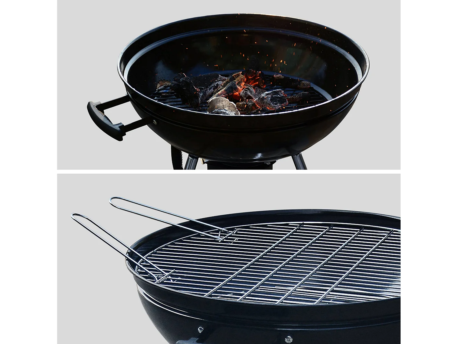 Barbacoa de carbón con chimenea de encendido negro