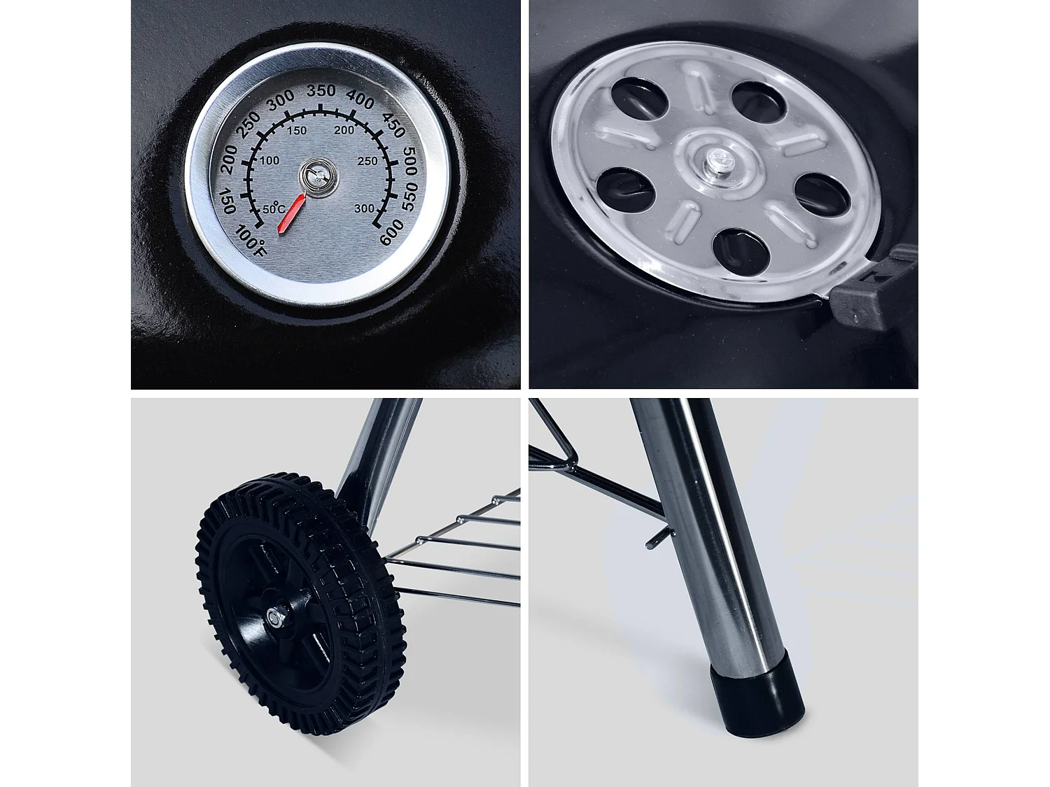 Barbacoa de carbón con chimenea de encendido negro