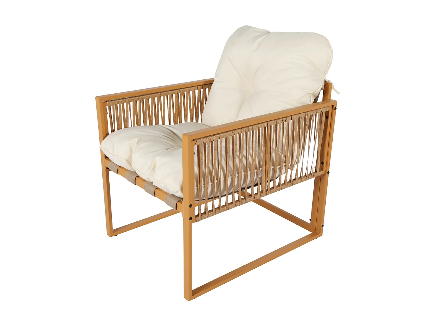 Loungeset 8 plaatsen rotan effect witte kussens TURINI - Eigentijdse stijl, optimaal comfort, kwaliteitsmaterialen
