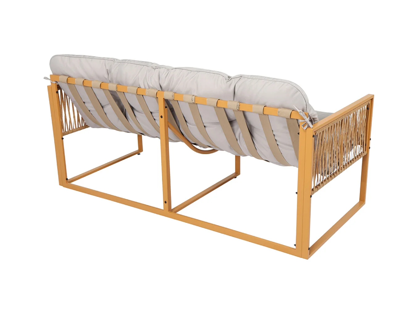 Salon de jardin 8 places effet rotin coussins gris clair TURINI