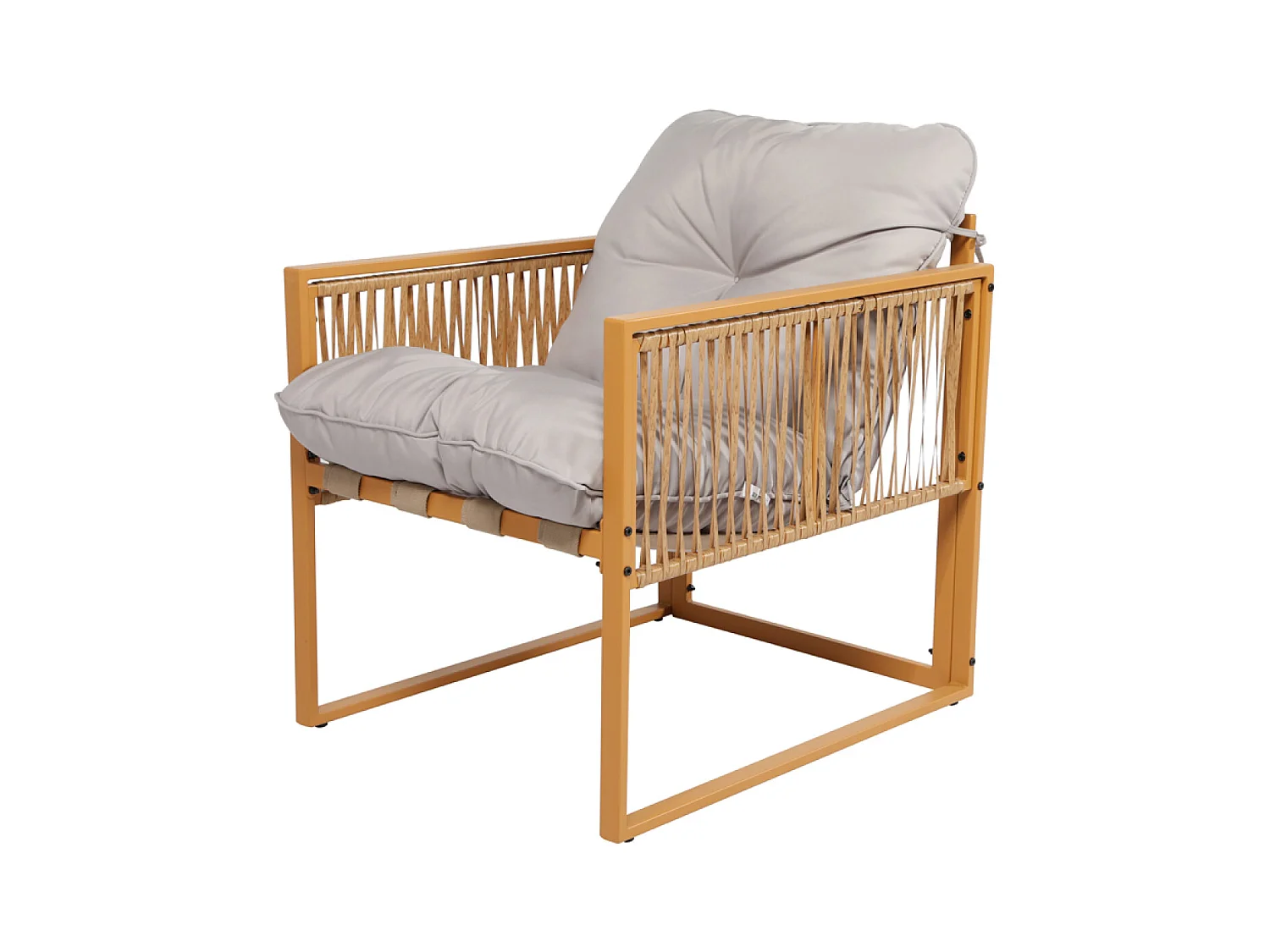 Salon de jardin 8 places effet rotin coussins gris clair TURINI