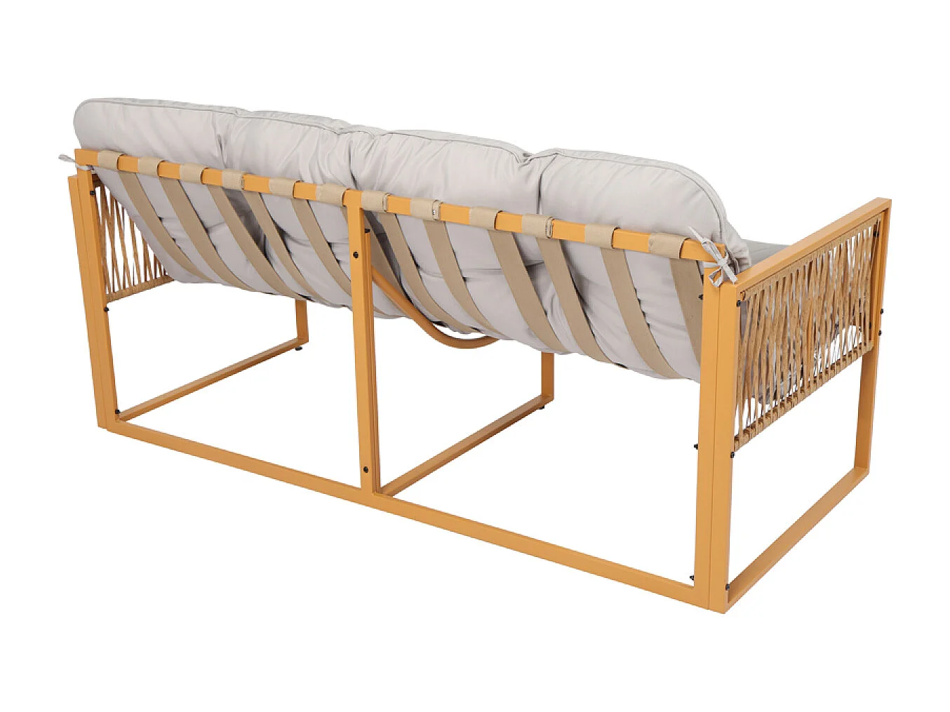 Salon de jardin 8 places effet rotin coussins gris clair TURINI