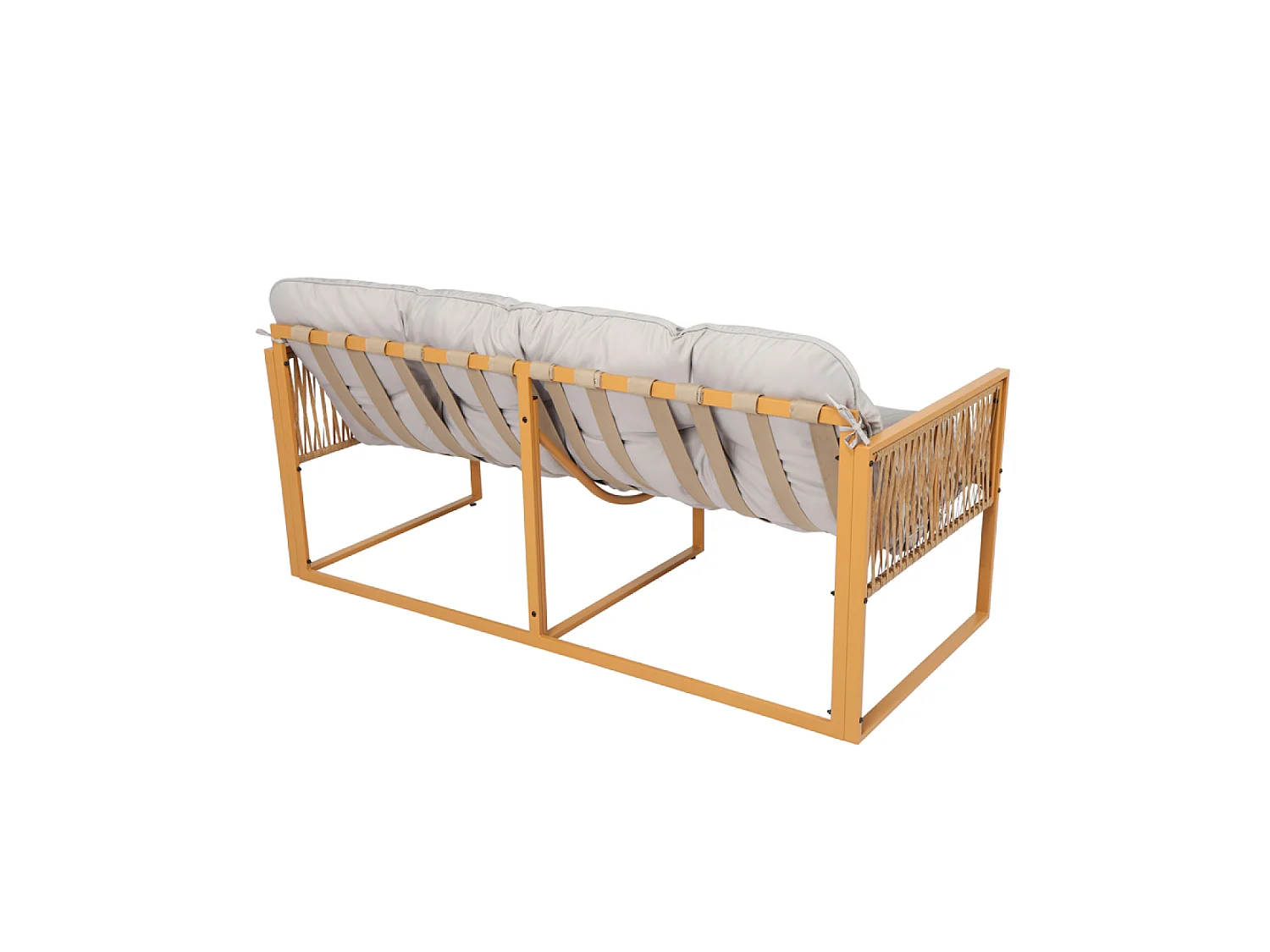 Salon de jardin 8 places effet rotin coussins gris clair TURINI