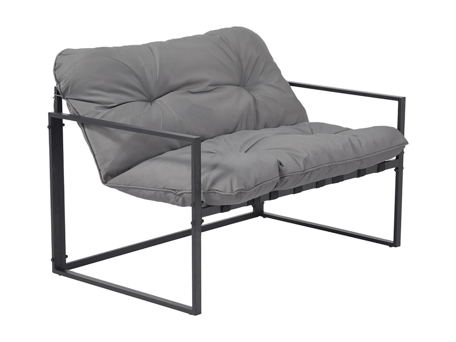 Salon de jardin 4 places contemporain noir et coussins gris RABAT