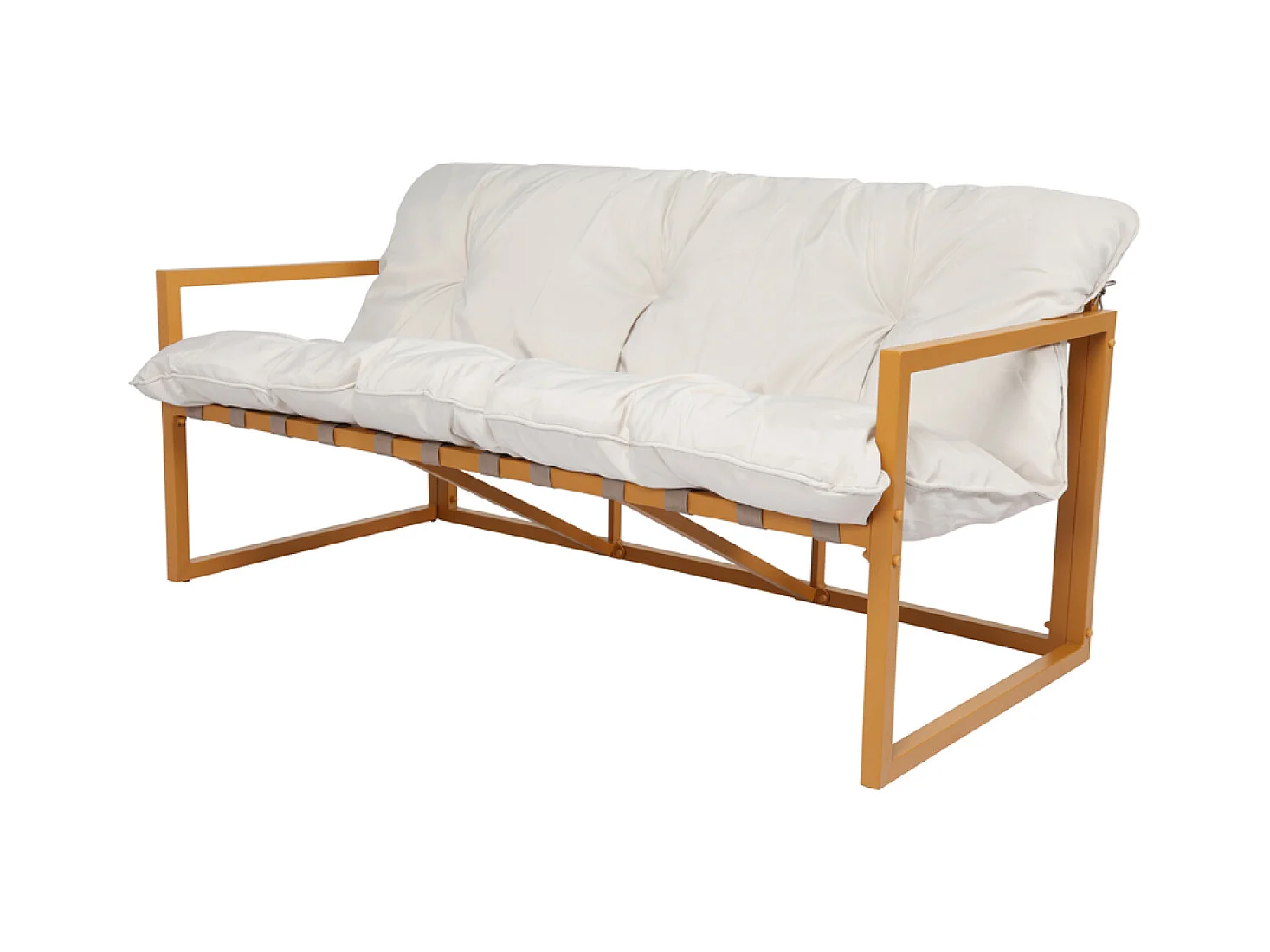 Salon de jardin 5 places contemporain marron et coussins beiges RABAT