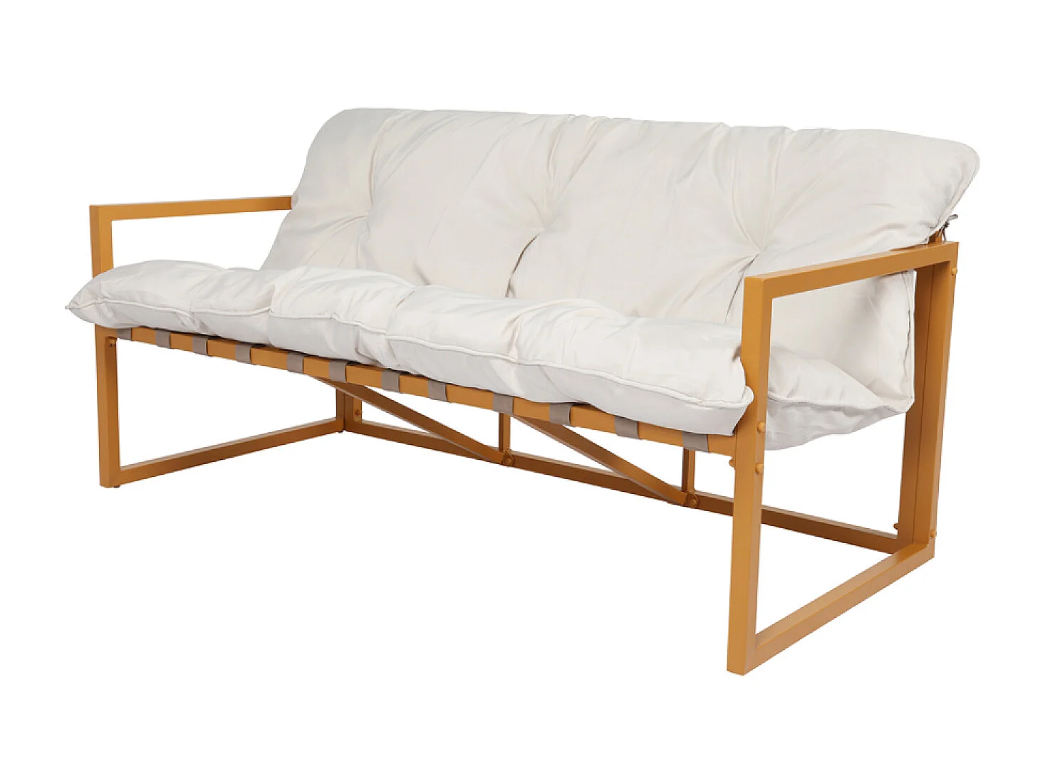 Salon de jardin 5 places contemporain marron et coussins beiges RABAT