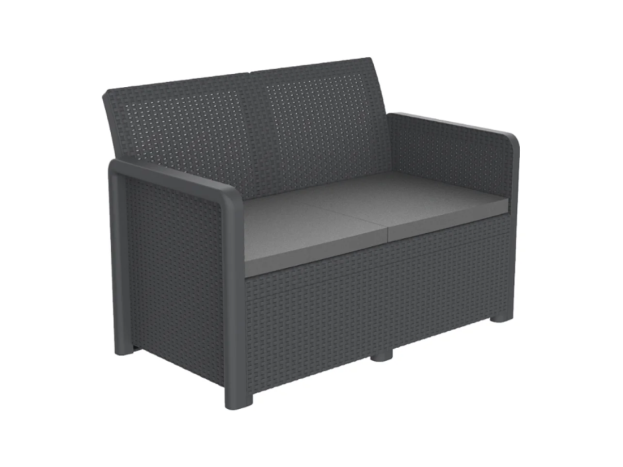 Gartenmöbel-Set aus grauem 4-Sitzer-Resin mit niedrigem Tisch Nassau