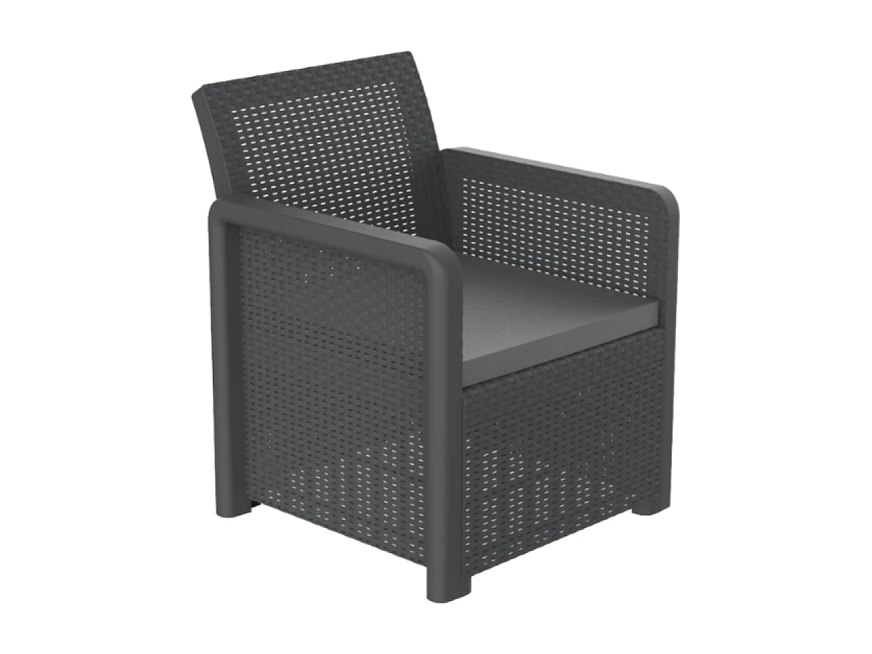 Salon de jardin en résine 4 places avec table basse gris NASSAU