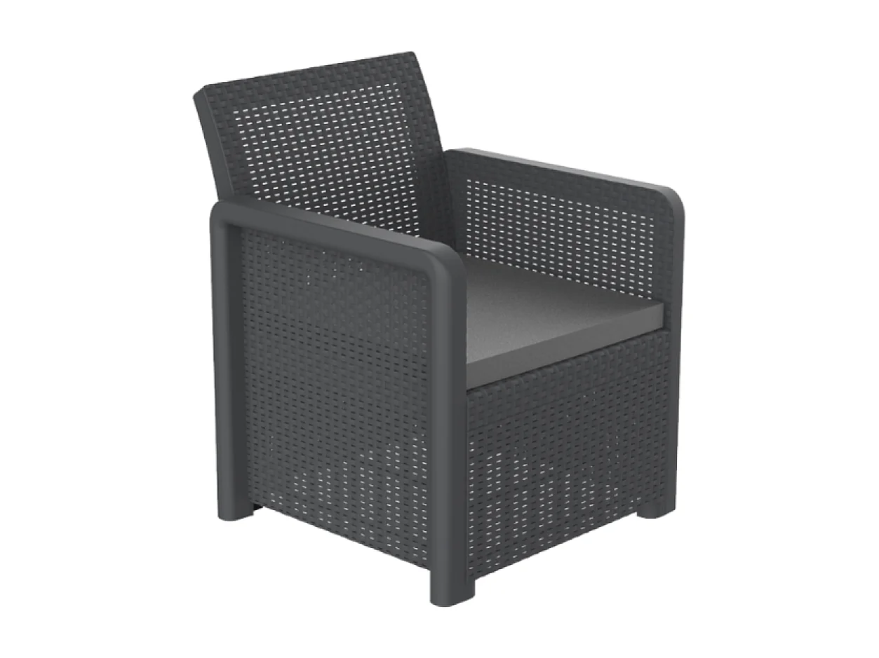 Conjunto de jardim em resina para 4 pessoas cinza com mesa de centro Nassau