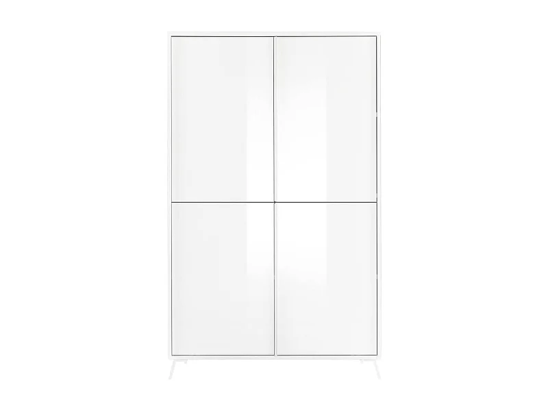 KANSAS WHITE - Rangement 4 portes laqué blanc pieds métal
