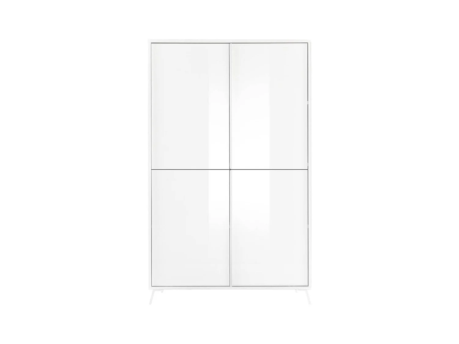 KANSAS WHITE - Rangement 4 portes laqué blanc pieds métal