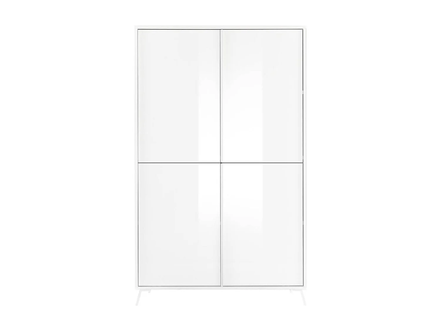 KANSAS WHITE - Rangement 4 portes laqué blanc pieds métal