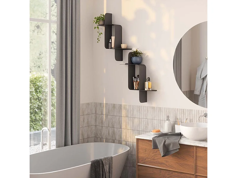 Lot de 2 étagères murales en métal Montage