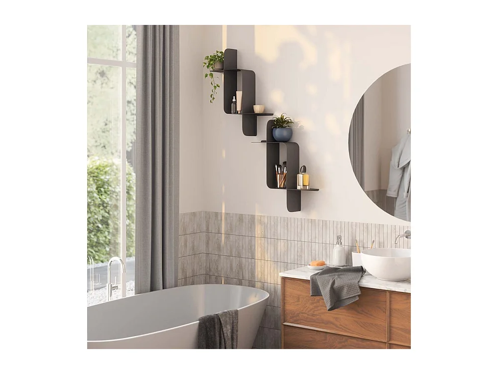 Lot de 2 étagères murales en métal Montage