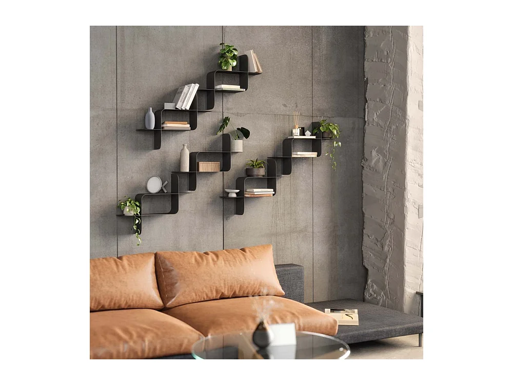 Lot de 2 étagères murales en métal Montage