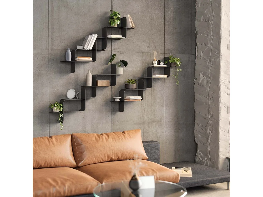 Lot de 2 étagères murales en métal Montage