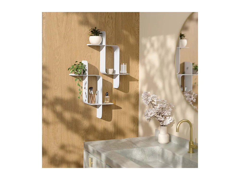 Lot de 2 étagères murales en métal Montage