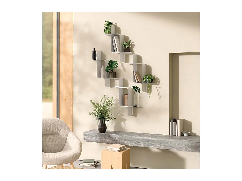 Lot de 2 étagères murales en métal Montage