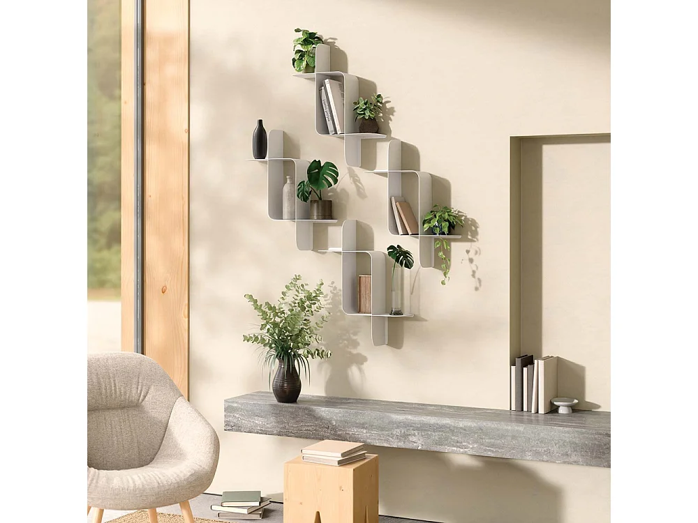 Lot de 2 étagères murales en métal Montage