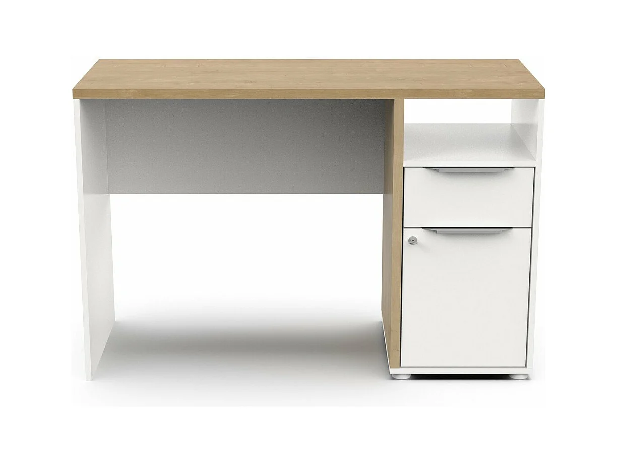 Secretária AMBIHOME ESSENCE - Branco/Carvalho, C116xP45xA77cm