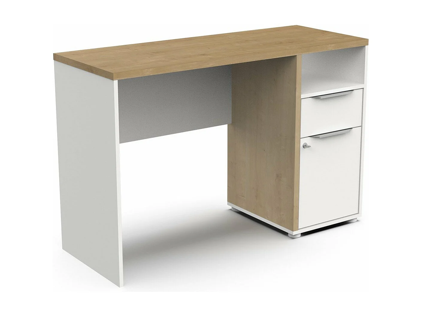 Secretária AMBIHOME ESSENCE - Branco/Carvalho, C116xP45xA77cm