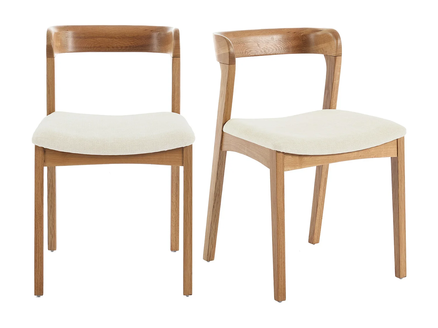 TINA-Sedia in rovere massello e tessuto Bliss Ecru (x2)